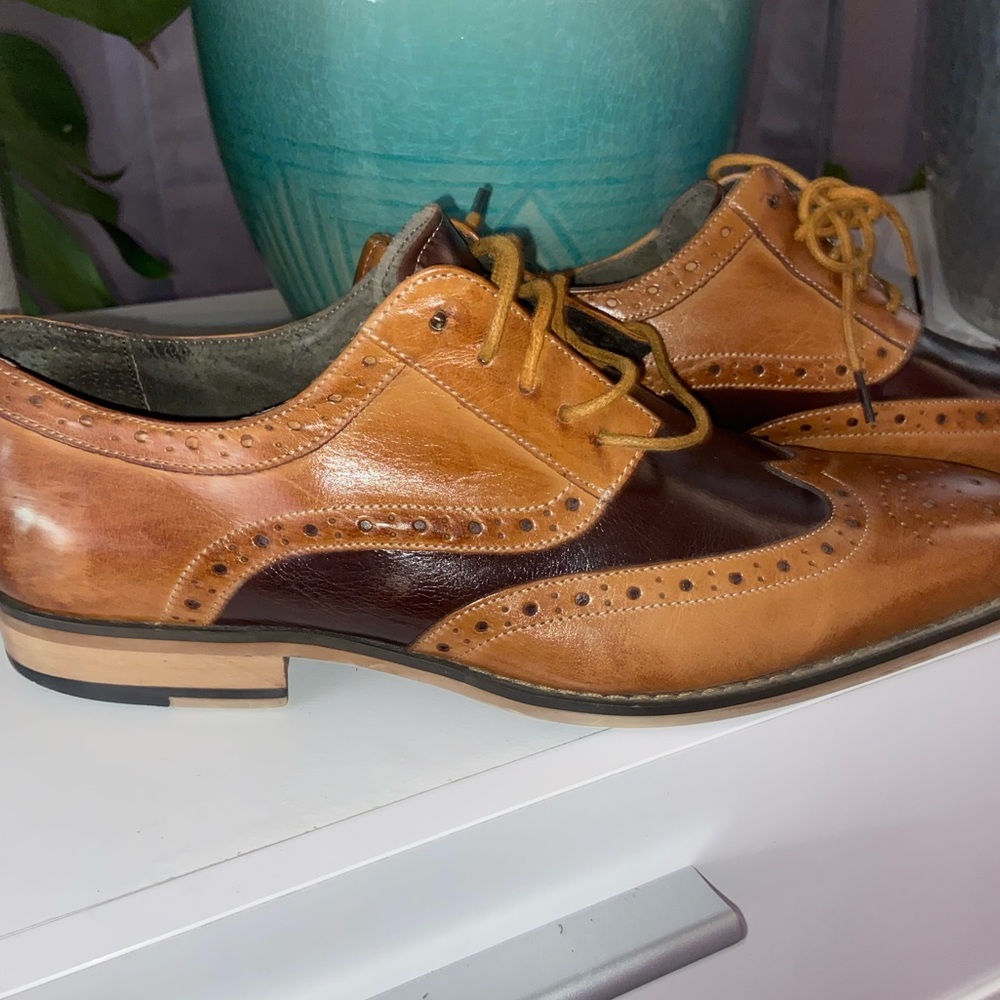 Stacey Adam’s Tinsley Men’s Tan Multicolor Wingtip Oxford Shoes Size 9M
